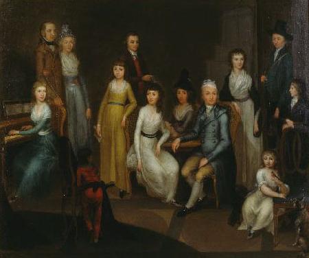 unknow artist Eine dreizehnkopfige unbekannte Familie in klassizistischem Innenraum, wohl aus der Ostschweiz oil painting picture